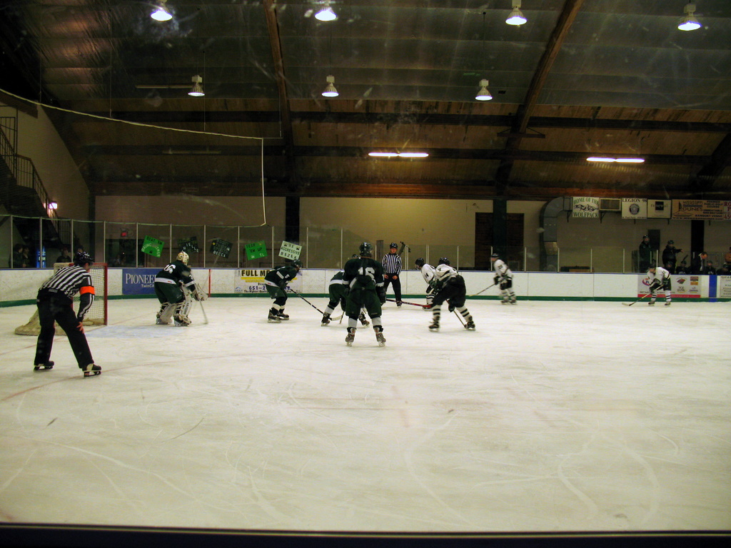 Park of Cottage Grove Wolfpack versus Mounds View Mustangs played on Minnesota Hockey Day