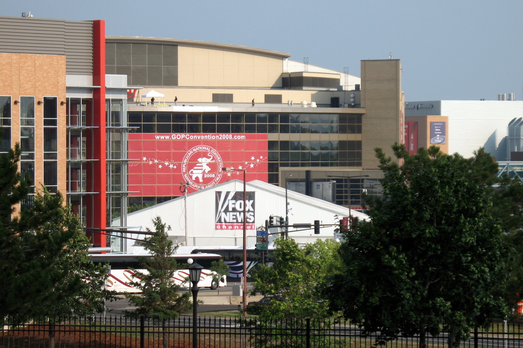 distant photos of the republican national convention 2008, from the outside looking in.