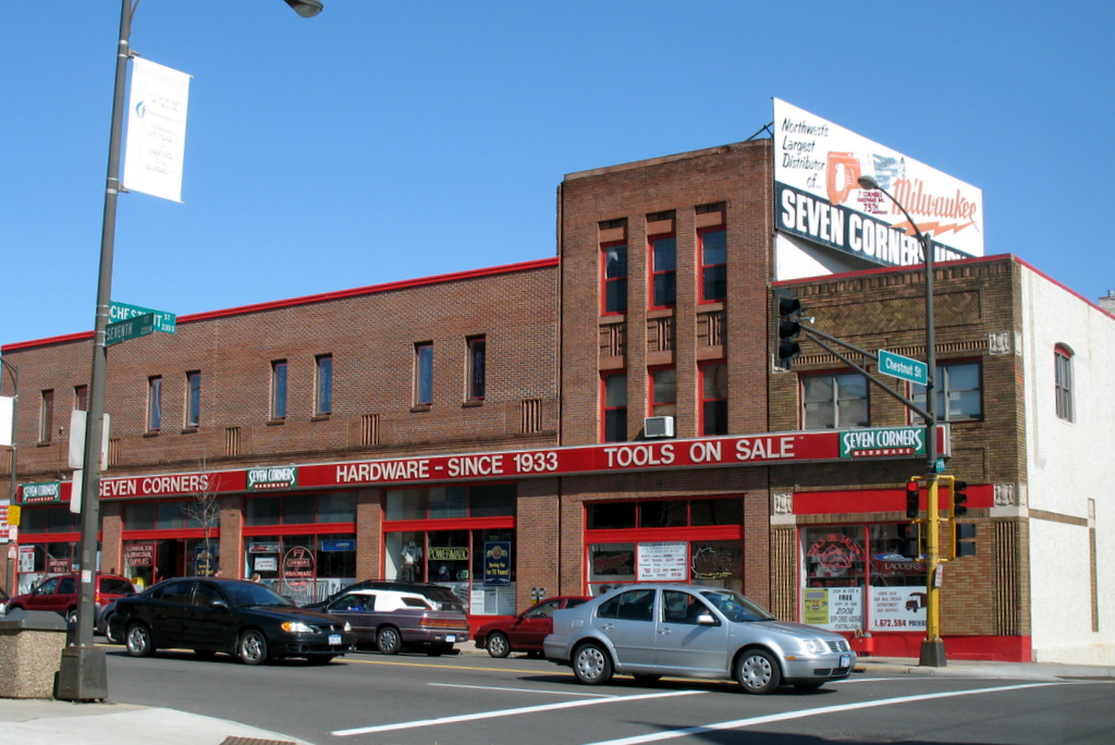 The famous Seven Corners Hardware store, hardware since 1933.