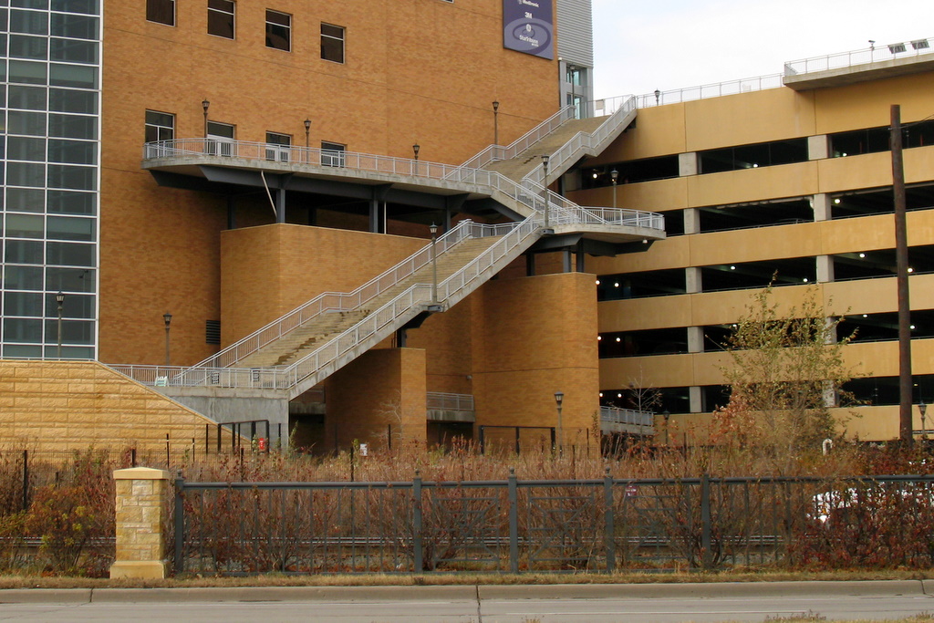 The great set of stairs attached to the Minnesota Science Museum.