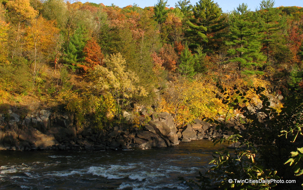 The fall colors are fading fast as the season changes into winter. I took this Autumn capture a couple of weeks ago in Taylors Falls. I would bet that the trees are looking very bare with very little leaves remaining on the branches. 