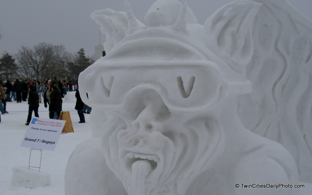 This snow sculpture had to be inspired by the Vulcans of the St Paul Winter Carnival, the arch nemesis of King Boreas.